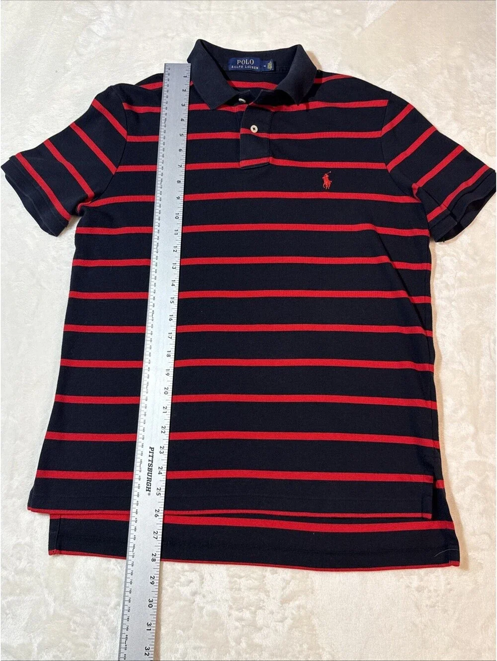 Polo Ralph Lauren Men's Striped Short Sleeve Polo Shirt Med Red/Blue